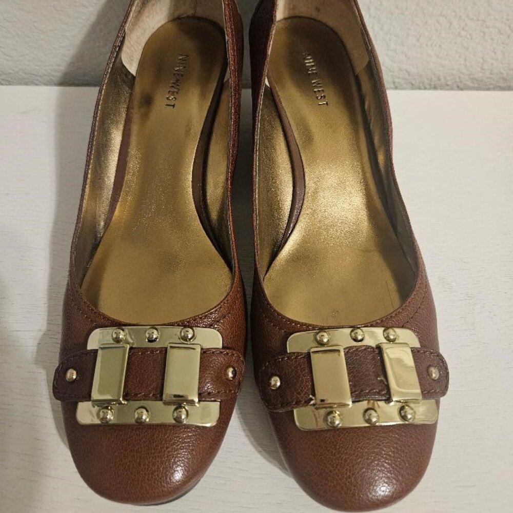 Women's Nine West Wedge Pump Brown Size 9.5M